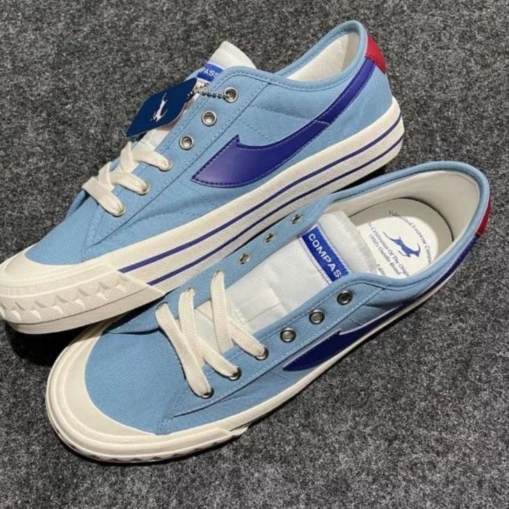 1x1Wl--[100% Original] Sepatu Compass Retrograde Low High Black white / Cream / Blue Gum / White Blu