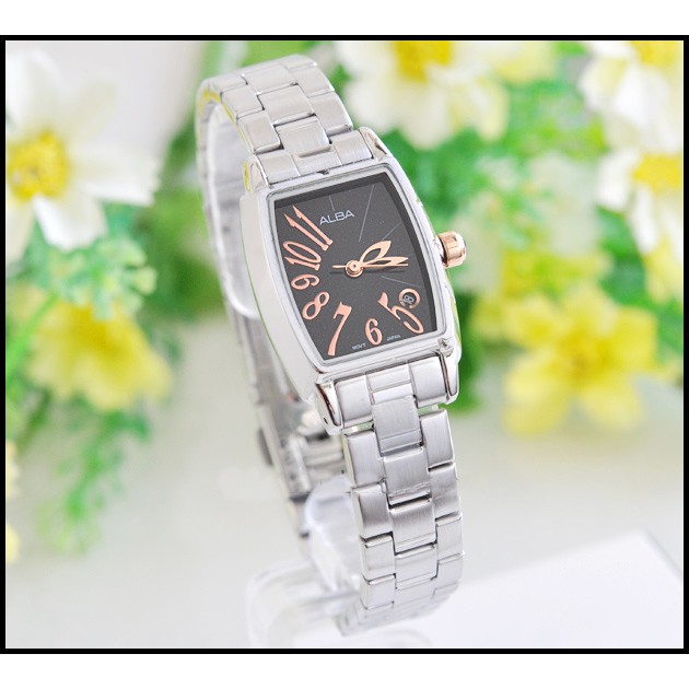 Alba Ladies AH7233X1 Rectangle Case Black Dial | Jam Wanita AH7233