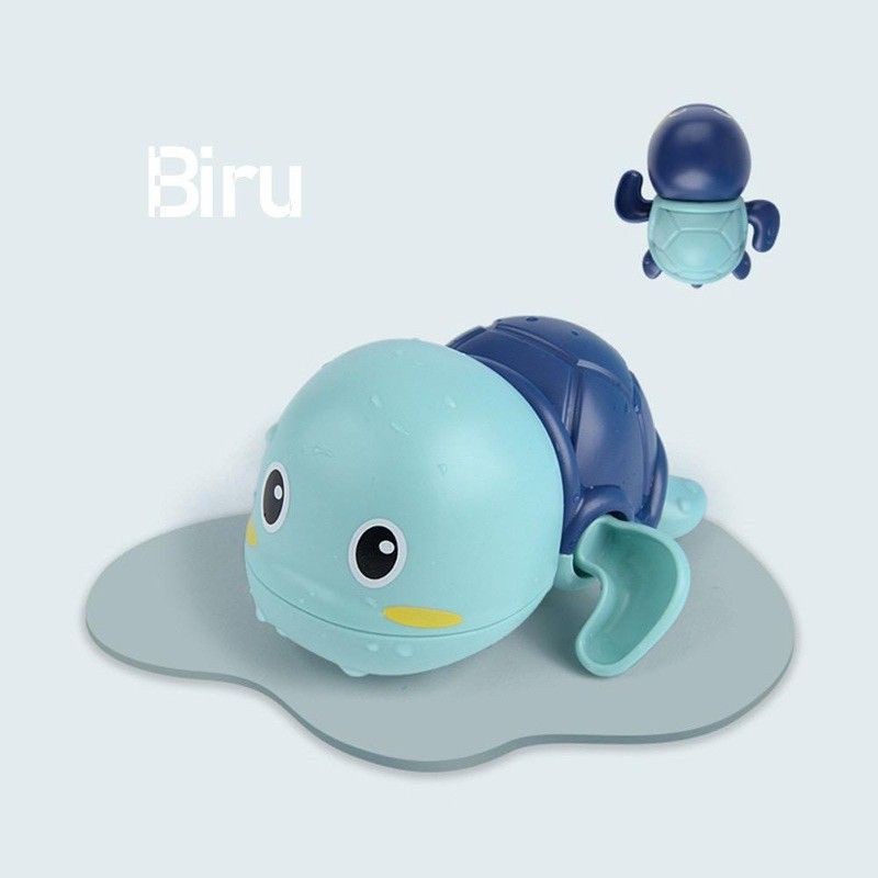 Mainan Mandi Anak Bayi Bentuk Kura & Dolphin Berenang Di Kolam Renang / Bak Mandi Mainan Air Lucu-Kura Kura BLUE