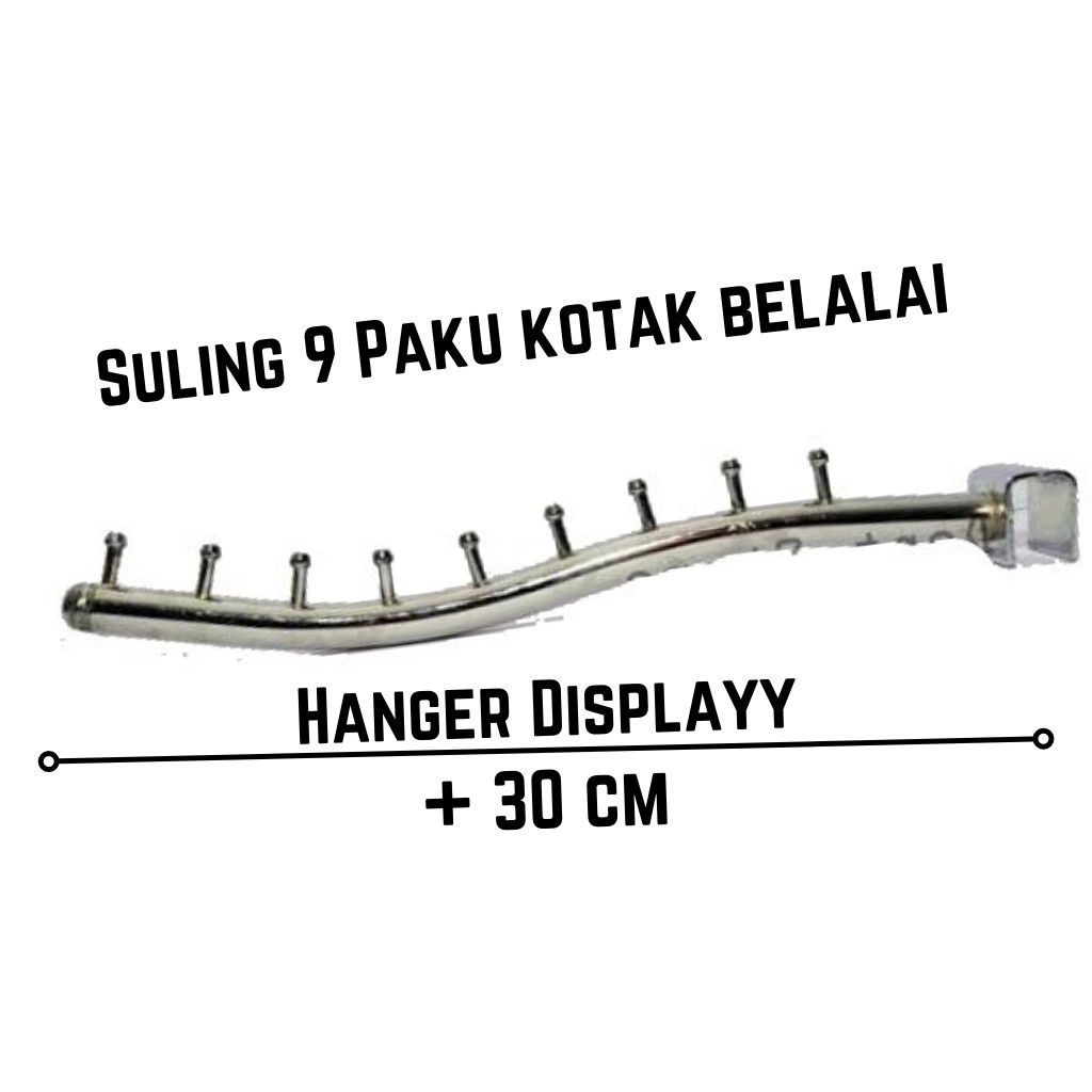 Hanger Suling Pipa Kotak 9 Titik Paku Belalai Gantungan Baju Display Toko