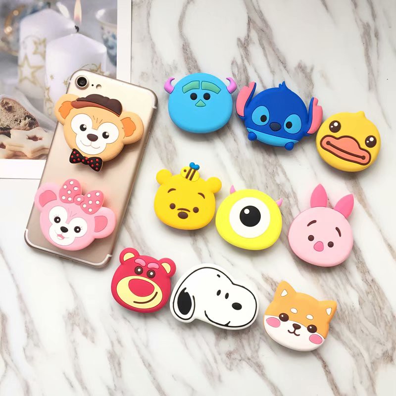 3d Popsocket phone bracket Cartoon Stitch Pooh Cat Dog Mickey Minnie Phone Stand Finger Holder