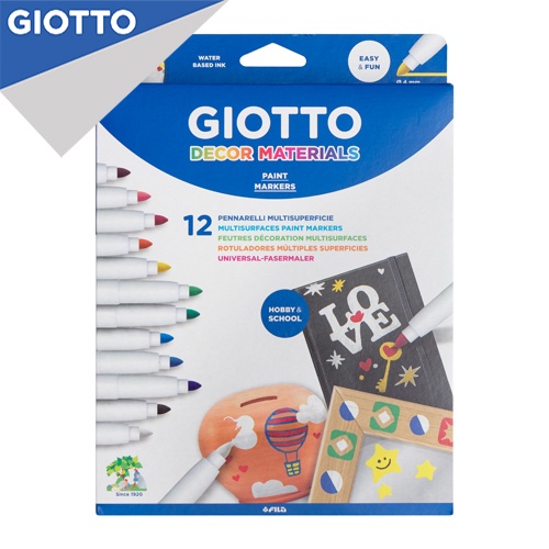 

Giotto Spidol Metalik Decor Metallic Paint Marker Set 12 Pcs - Untuk Dekorasi Kertas, Plastik, Logam