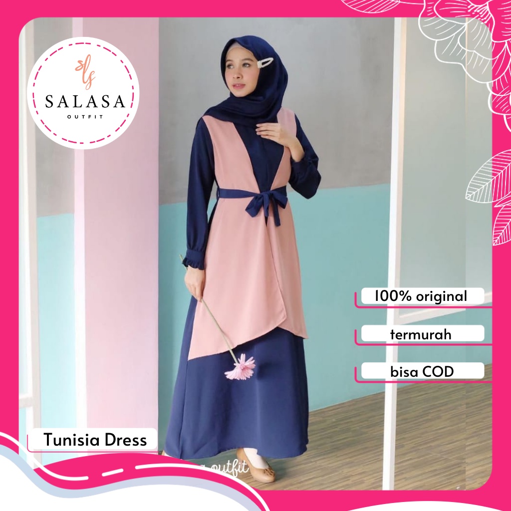 Dress Kondangan Viral 2021 TUNISIA Gamis Remaja Dewasa Wanita Muslim Polos Busui Lamaran Nikahan Bri