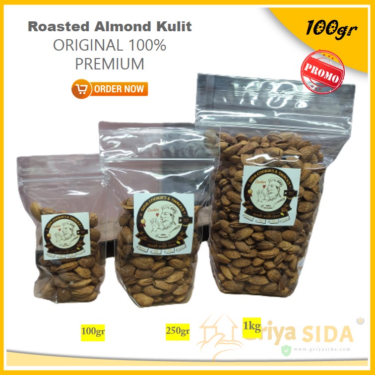 Kacang Almond Roasted Kulit 100gr Butter Milk Oleh Oleh Haji dan Umroh