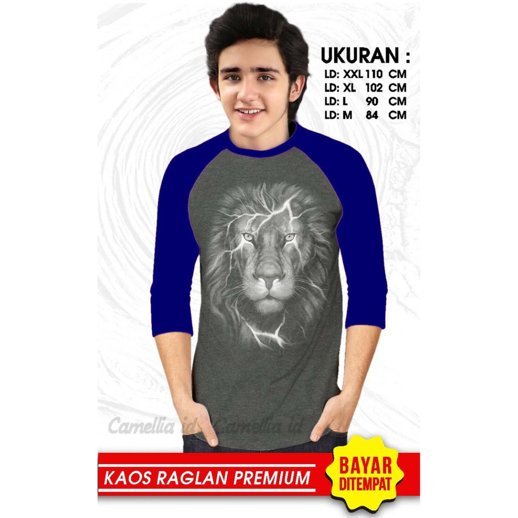 Kaos Raglan (SINGA)/Kaos Pria Lengan 3/4/ Kaos Pria/ Kaos Cowok/ Kaos Oblong/Misty/Oblong