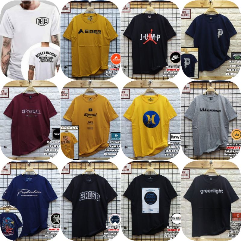 paket usaha spesial grosiran Kaos distro pria combed30s 60pcs/5 lusin