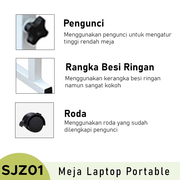 Meja Laptop Portable Meja Kerja Tinggi Adjustable multifungsi WD