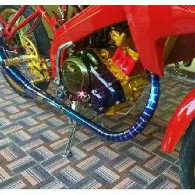 Pipa leher knalpot C blue full cacing leher C all fu mx tiger vixion mp gl pro byson cb sonic cbr