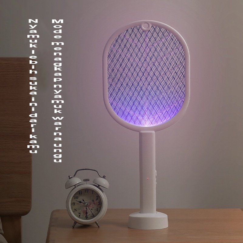 Raket Nyamuk 2 in 1 Pembasmi Nyamuk baterai lhitium Kabel Charger warna macaron raket nyamuk krisbow