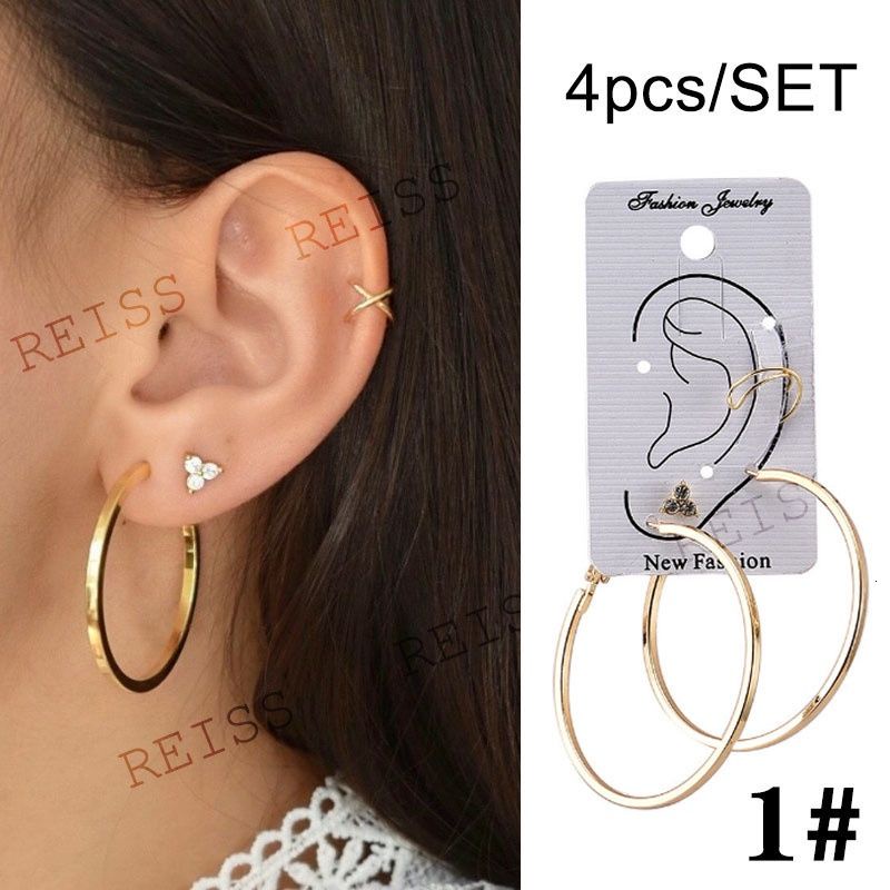 Set Anting-Anting Sederhana Mini Lingkaran Perak Cross Piercing Anting-Anting Bintang Manset Bungkus Emas Kupu-kupu Stud Anting-Anting Kristal Bulat Klip Manset Telinga Unisex Punk Perhiasan