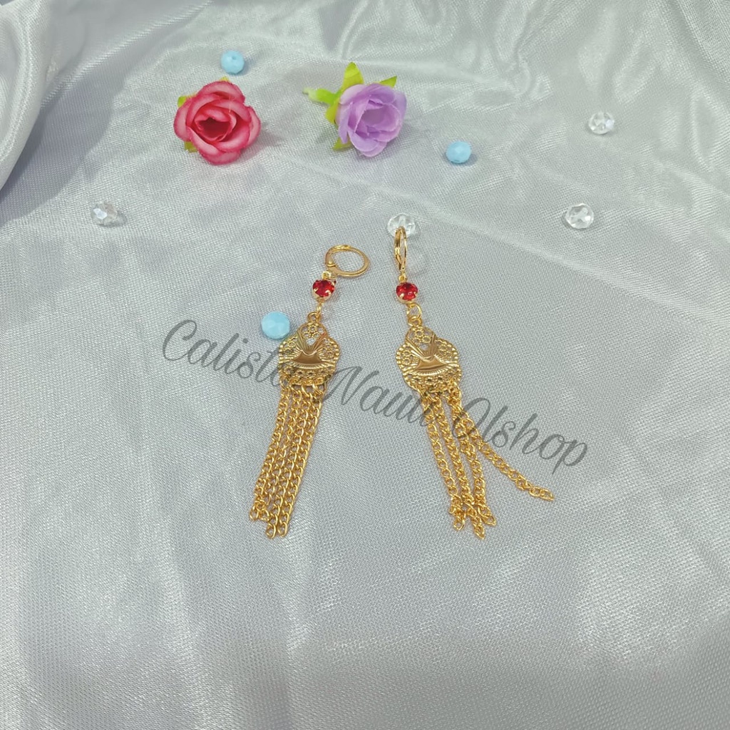 SET DEWASA RANTAI PLAT LOVE GOLD FULL PERHIASAN EMAS  KOREA ANTI KARAT DAN ANTI LUNTUR