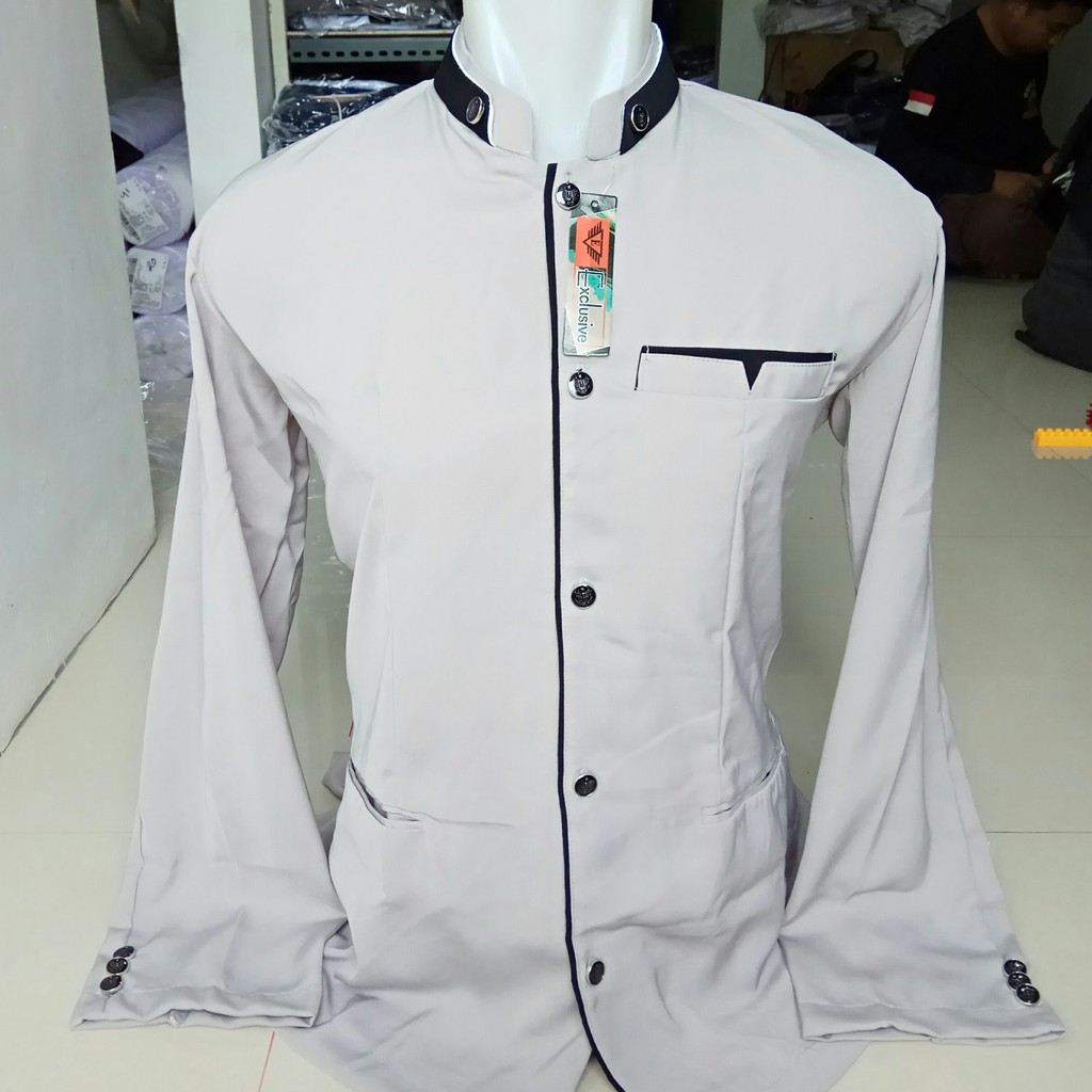 Promo Terlaris Jasko Hitam Lis Jasko Pria / Jas Koko Pakaian Muslim Pria Lis / Koko Model Terbaru