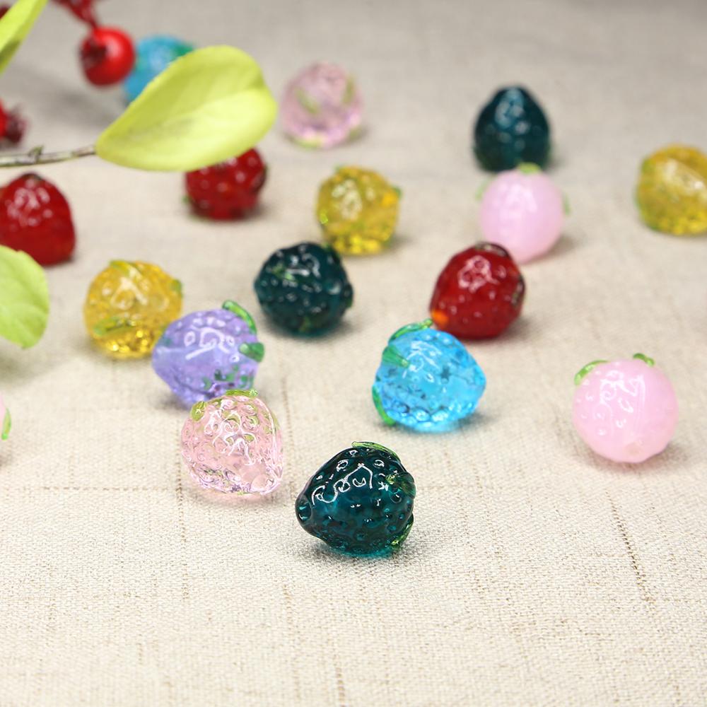 1 pcs 15X13 Mm Strawberry Berwarna Glasir Manik-manik Kristal AB Multicolor Spacer Manik-manik Kaca untuk Membuat Perhiasan DIY Buatan Tangan Gelang