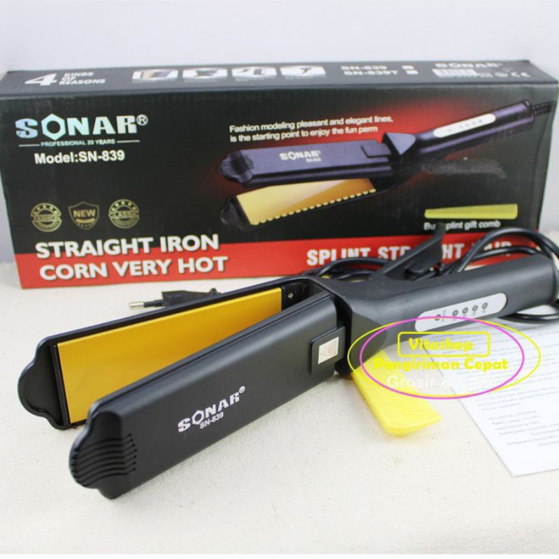 Catokan Rambut SONAR SN-839 Alat Pelurus Rambut Temperatur Suhu Plat Lebar Original