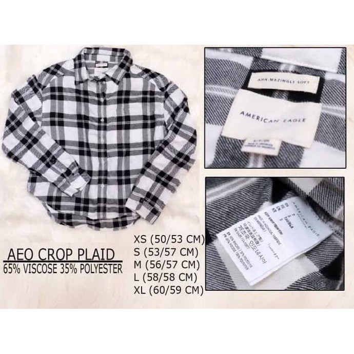 YUK BELI BAJU BRANDED WANITA - AMERICAN EAGLE CROP PLAID KEKINIAN