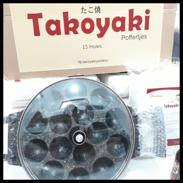 Cetakan Takoyaki Marble Teflon 15 Lubang Snack Maker Poffertjes Tebal