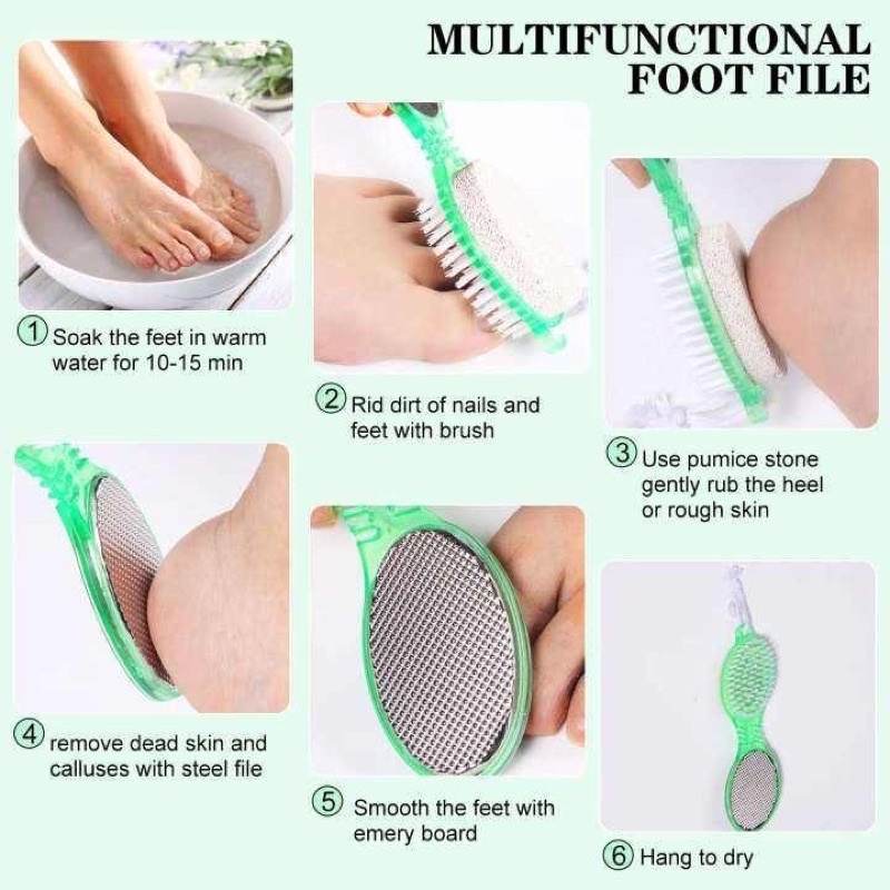 Pedicure Paddle Brush 4 Step Sikat Kaki Penghalus Tumit Kapalan 4in1