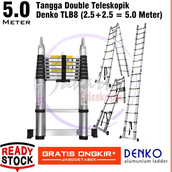 Tangga Teleskopik 2.5+2.5= 5 Meter Double Telescopic Ladder Denko