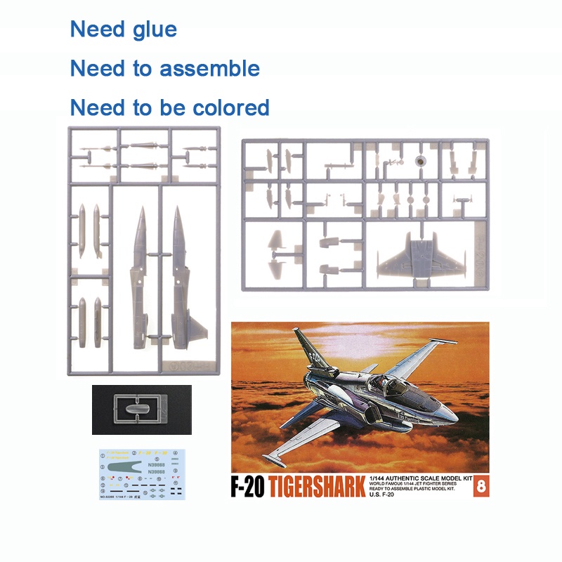 Miniatur Pesawat Tempur USA F15C Eagle F16XL F / A-18 Hornet F-20 Tigershark Bahan Plastik Skala 1 / 144 Untuk Koleksi