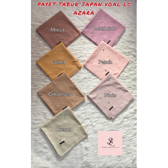 HIJAB PAYET TABUR JAPAN VOAL AZARA Laser CUT Hijab Payet Mutiara Premium Jilbab Segiempat Scarf-2