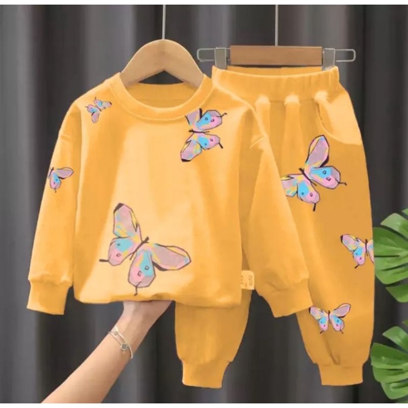 SET/SWEATER ANAK PEREMPUAN KUPU-KUPU 1-6 TAHUN/STELAN BEBYTERY ANAK PEREMPUAN TERMURAH