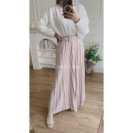 Suede Pleats Skirt Import