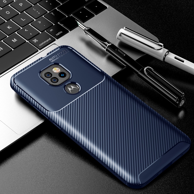 Case Bahan Silikon Carbon Fiber Untuk Motorola Moto E7 Plus G9 Play Power G10 G20 G30 G50 G60 G60S E30 E40