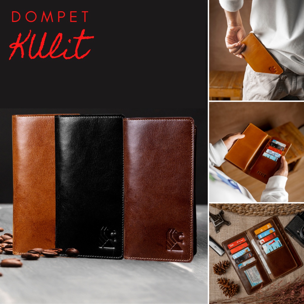 Dompet kulit asli original pria terbaru slot kartu dompet panjang wallet cowok kekinian keren ori mo