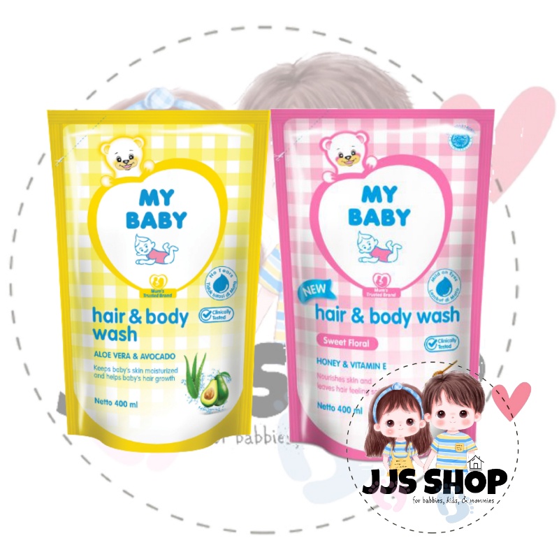 MY BABY HAIR &amp; AND BODY WASH BODYWASH 385ML PUMP 400 REFILL SABUN MANDI CAIR BAYI ANAK