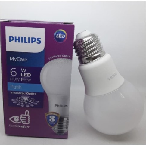 PHILIPS Lampu LED MyCare 6W Putih Bohlam LED Bulb My Care 6 Watt CDL