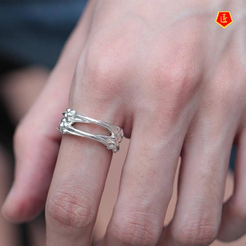 Cincin Tulang Simple Kreatif Warna Silver Untuk Wanita