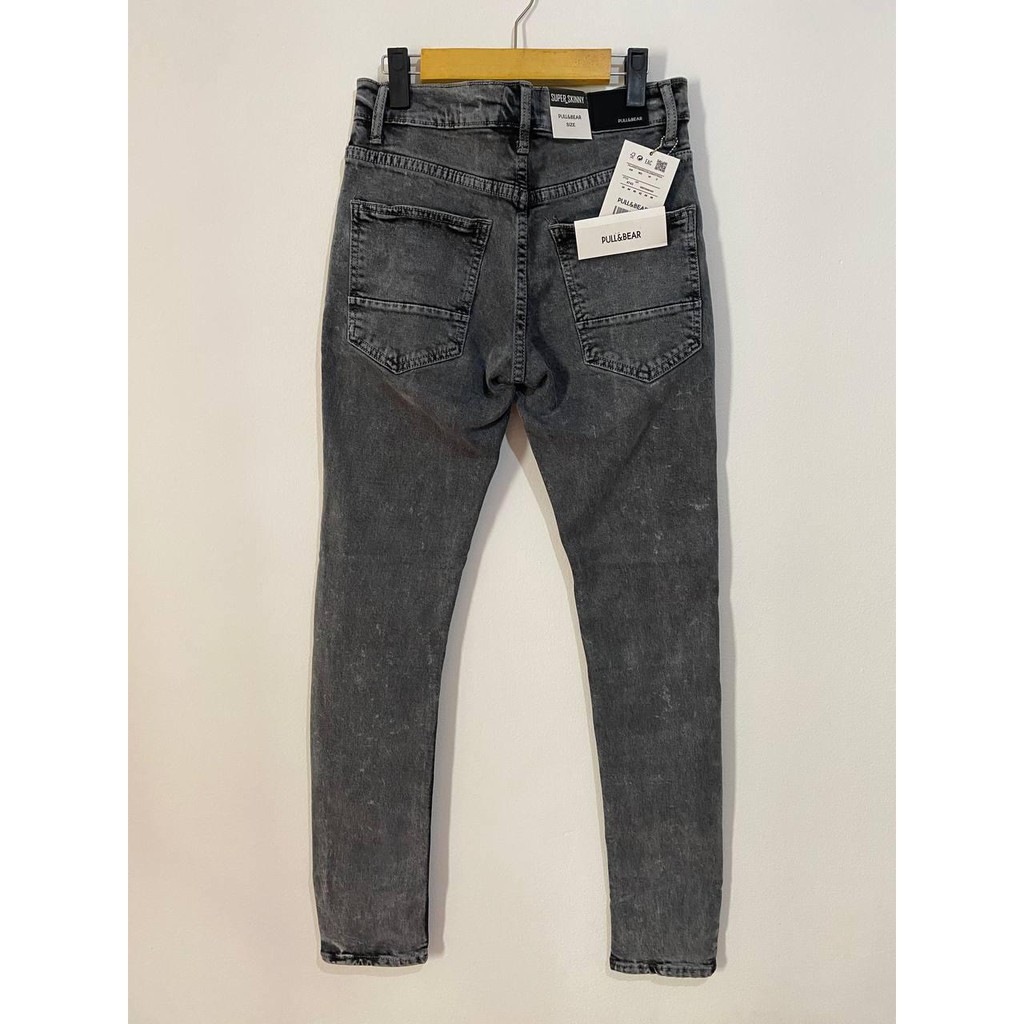 CELANA JEANS PRIA PULL&amp;BEAR GREY ACID SKINNY STRETCH PULLANDBEAR PULL &amp; BEAR PULL AND BEAR PENSIL