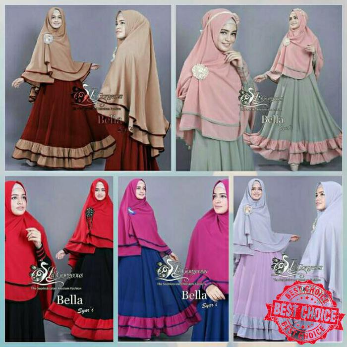 Gamis Bella Syar i Grey Ungu Baju Gamis Wanita Terbaru Grey UNGU All