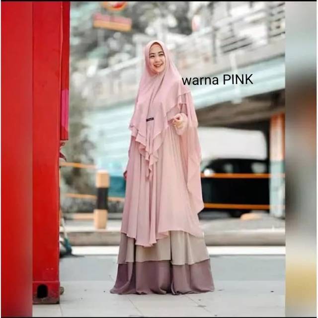 Gamis syar'i set jilbab polos ceruty premium