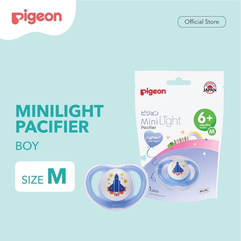 EMPENG PIGEON Minilight Pacifier Size S M L / step 1 / step 2 | step 3 Empeng Bayi & Mini Light 6+ M-Blue size M