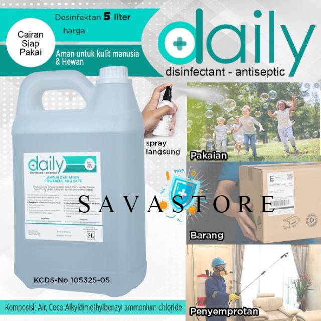 DAILY DISINFECTANT ANTISEPTIC DESINFEKTAN REGULER 1 LITER 1L AMAN UNTUK KULIT &amp; ANAK-ANAK [TERLARIS]