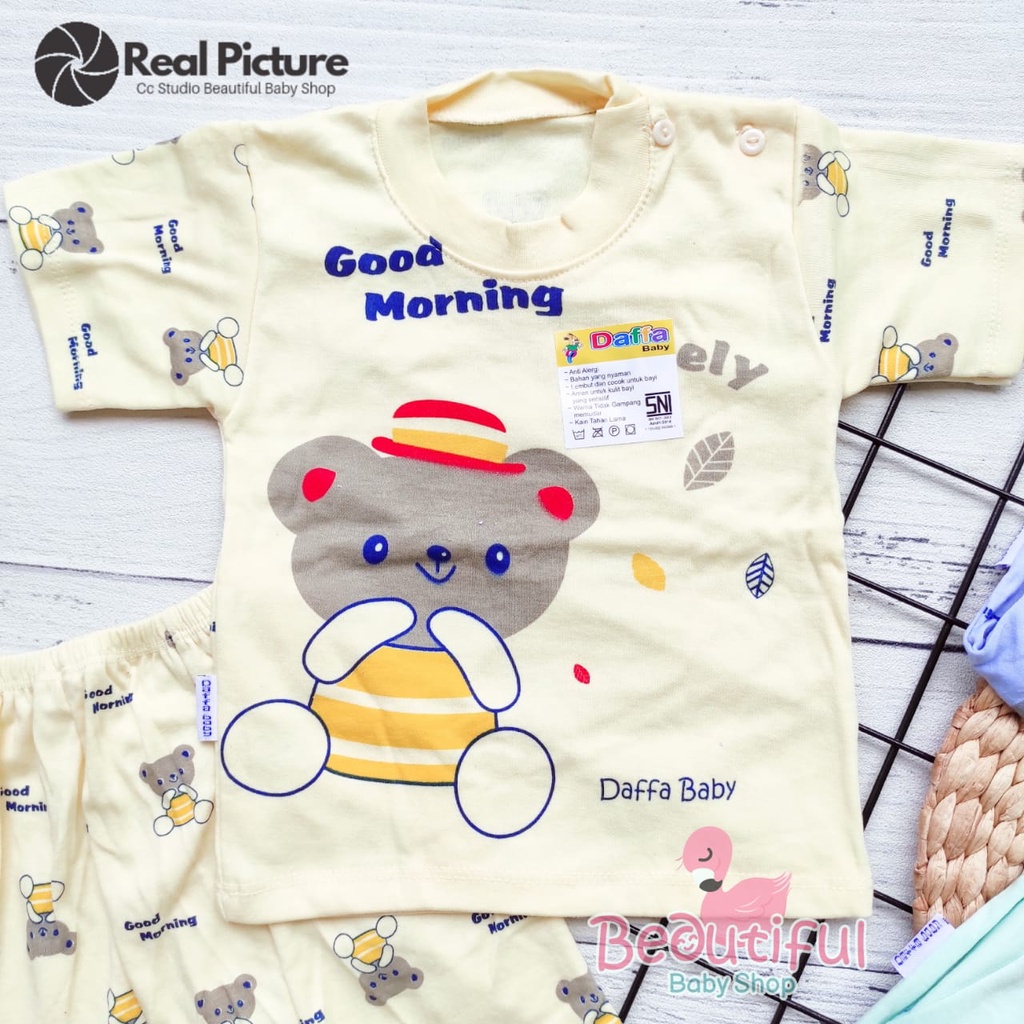 PREMIUM Setelan Baju Bayi Lengan Pendek Celana Pendek SNI / Kaos Oblong Bayi / Setelan Harian Bayi Merk Daffa / Baby.ou