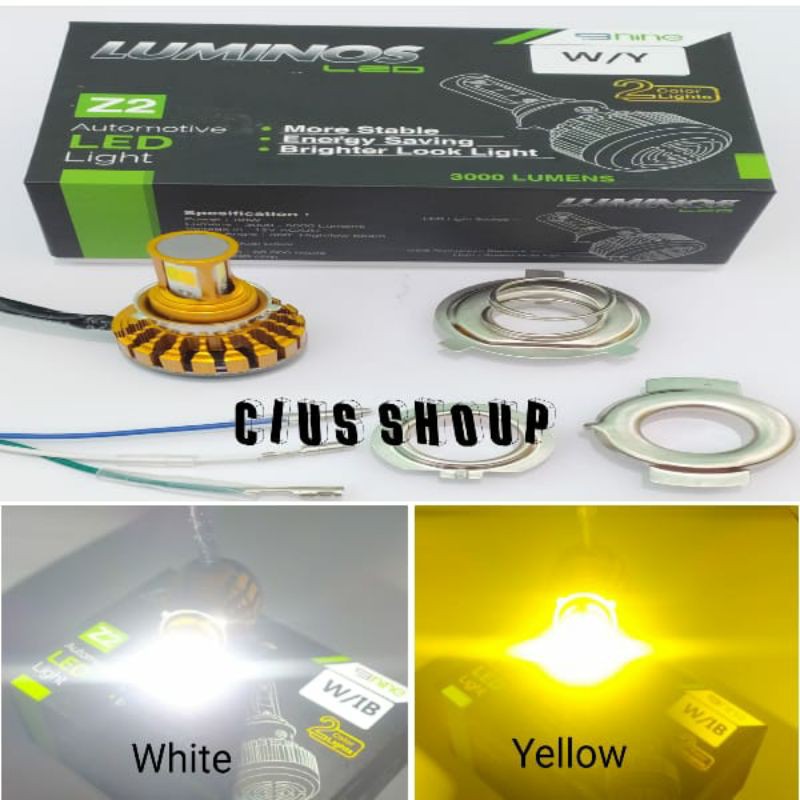 LAMPU LED MOTOR Z2 Z3 3SISI NINE LUMINOSLED HI LOW 2WARNA WHITE  KUNING