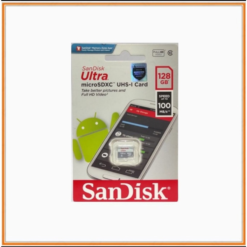 Micro SD Sandisk Ultra Class 10. 128GB Speed 100MB/s Non Adapter