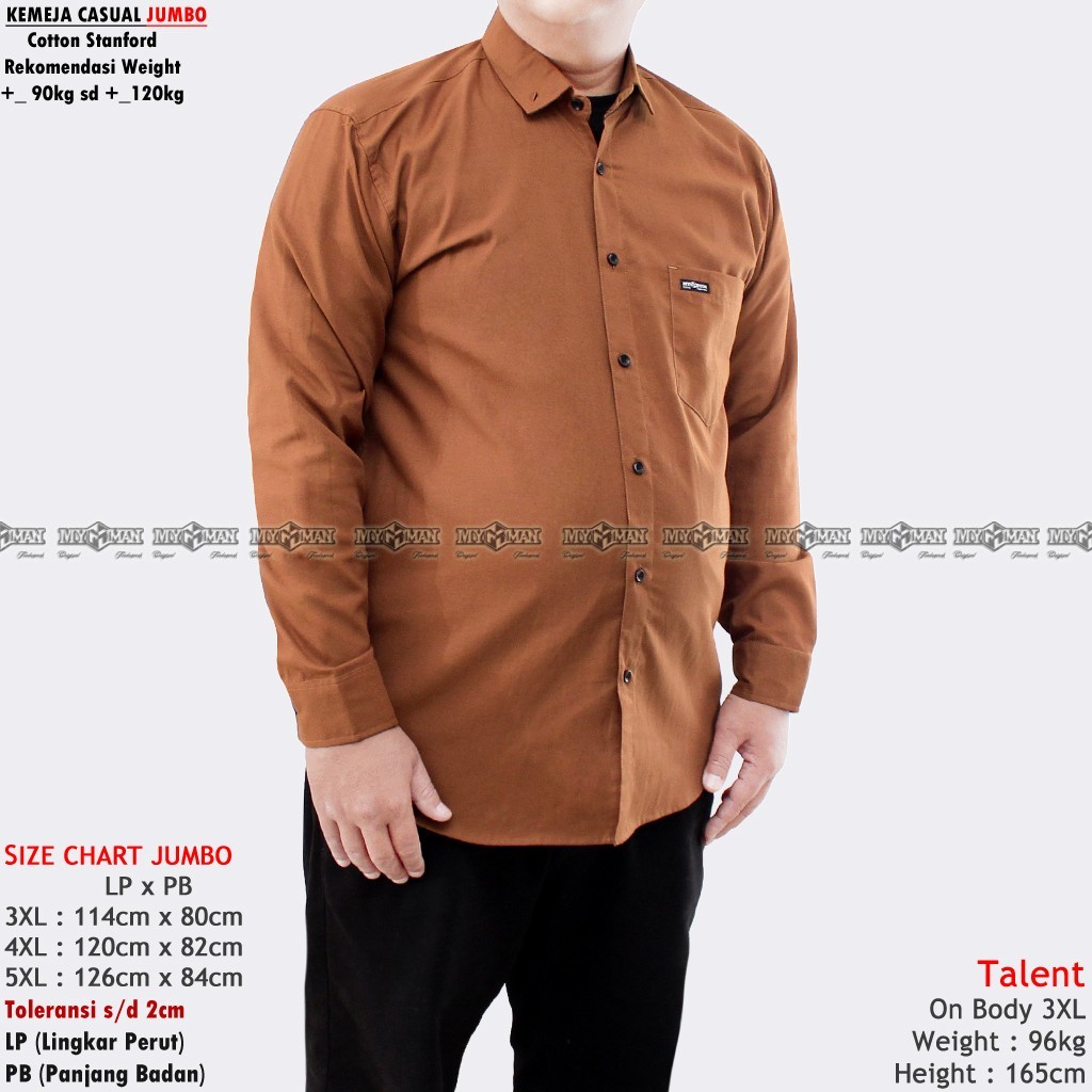 MY MAN Original Kemeja Polos lengan panjang jumbo kemeja pria warna Hijau Army big size art seri MY235