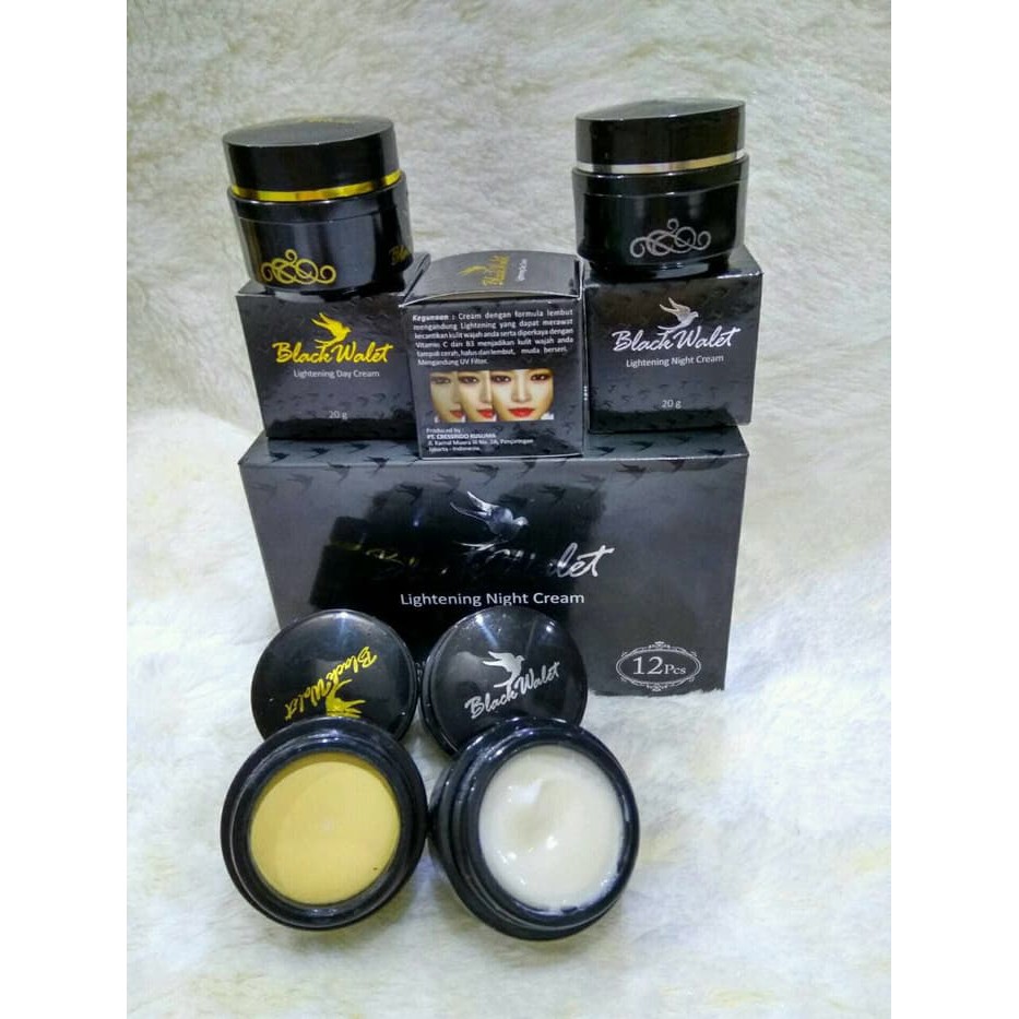 KRIM PEMUTIH WAJAH GLOWING KREAM CREM CRIM MUKA PUTIH AMPUH BLACK WALET WHITENING DAY & NIGHT CREAM