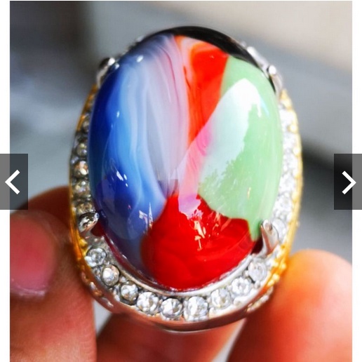 Cincin batu akik pria pancawarna edong