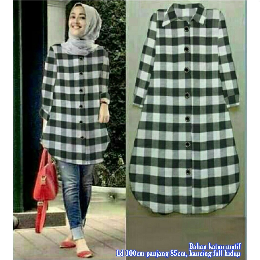 [VLFK] Tunik Terbaru Wanita / Tunik Terbaru Korea / Tunik Korea / Tunik Kotak Kotak