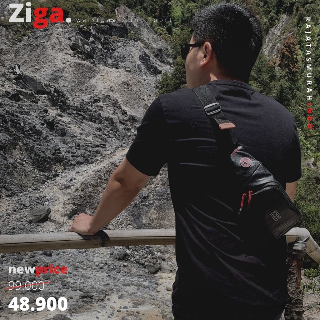 Waist Bag Pria Gear Bag 13111 ZIGA PORT + FREE USB EXTENTIONS CABLE - WaistBag With Charging Port