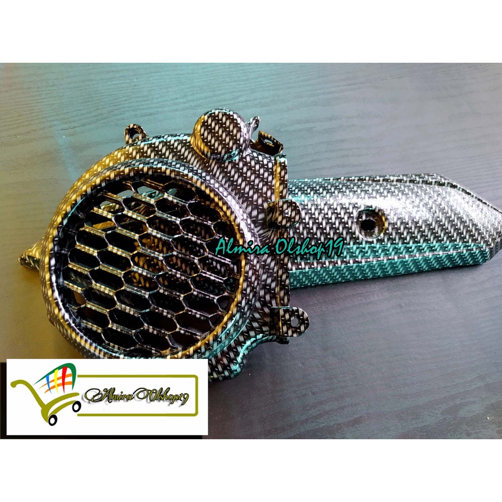 Paket Cover Tutup Kipas / Tutup Knalpot Carbon Honda Beat 2020-2021 Carbon