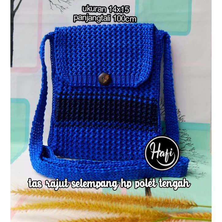 tas rajut selempang hp polet tengah /slingbag