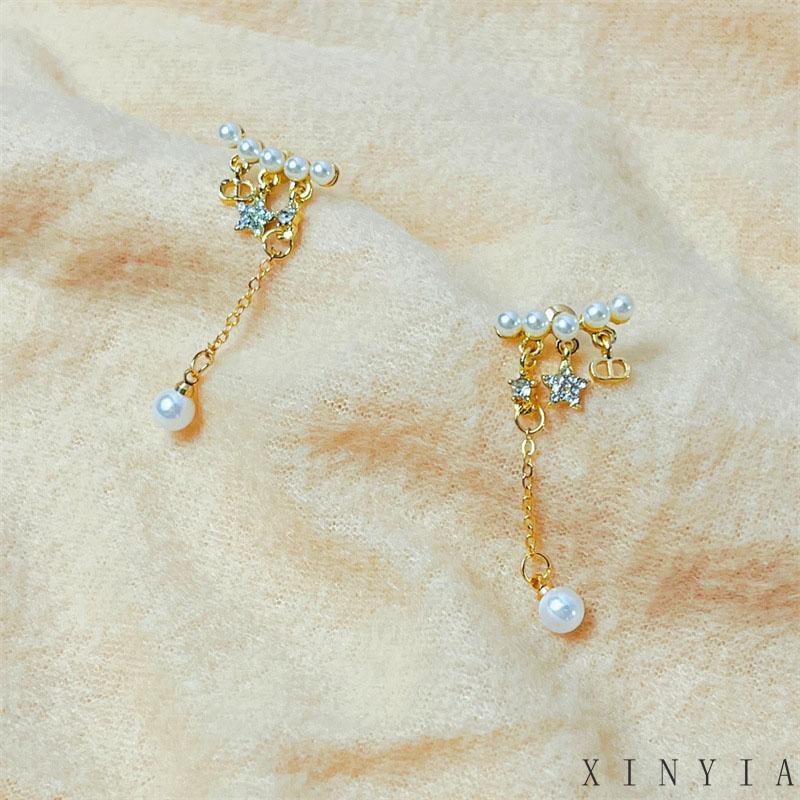 Anting Stud Rumbai Mutiara Bentuk Bintang Untuk Wanita