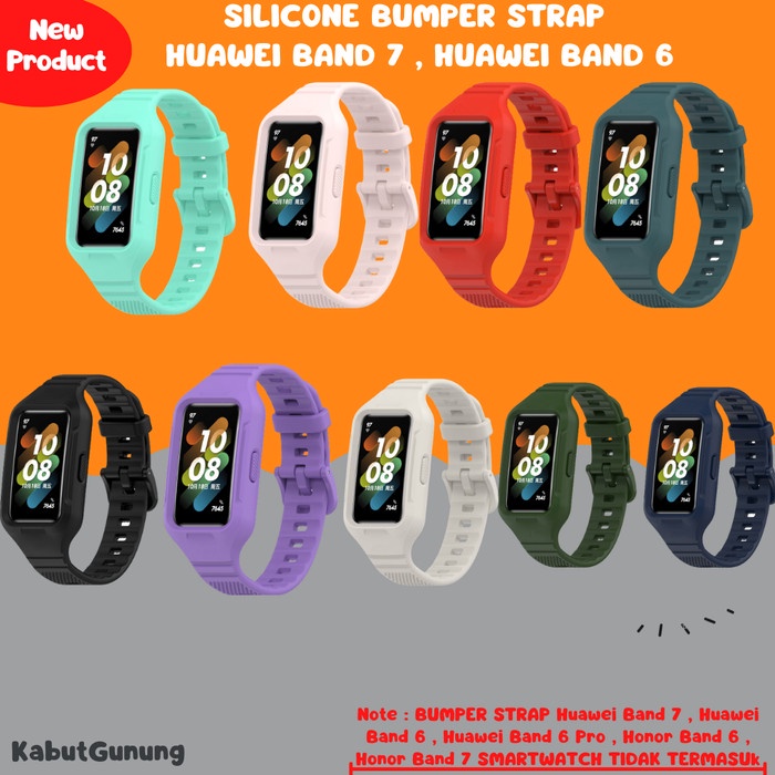 Silicone Rubber Strap With Bumper Case For Huawei Band 7 Huawei Band 6