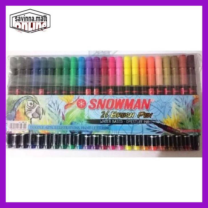

U0Uo879- Set Brush Pen Snowman 24 Warna / Pen Brush Kuas Y7Ry688-
