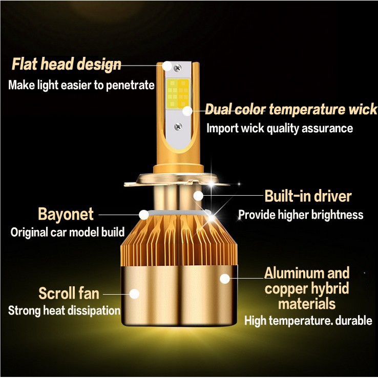 Lampu Utama Kendaraan Tipe Led Tiga Warna H4 H11 H8 H3 Anti Kabut